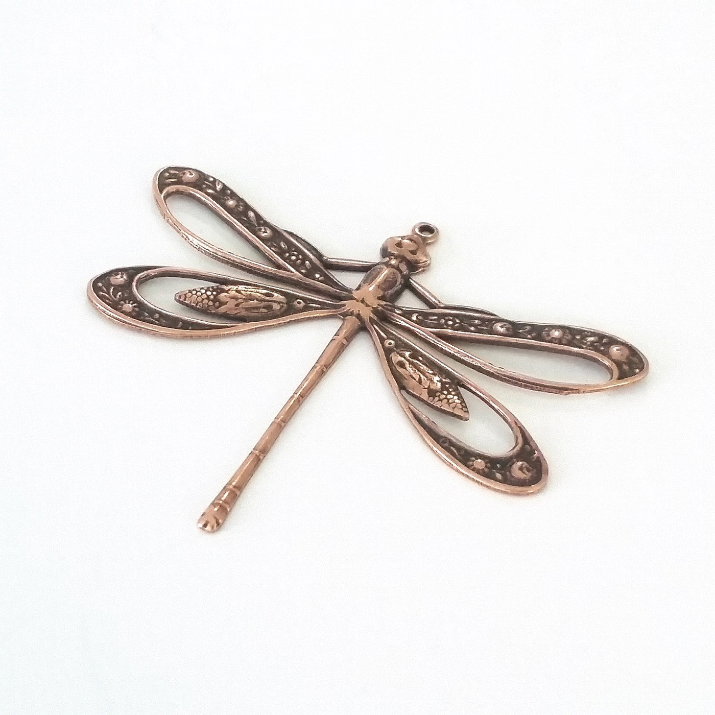 Extra Large Filigree Antique Copper Dragonfly Charm, 1 Loop, Lot Size 2, #11C