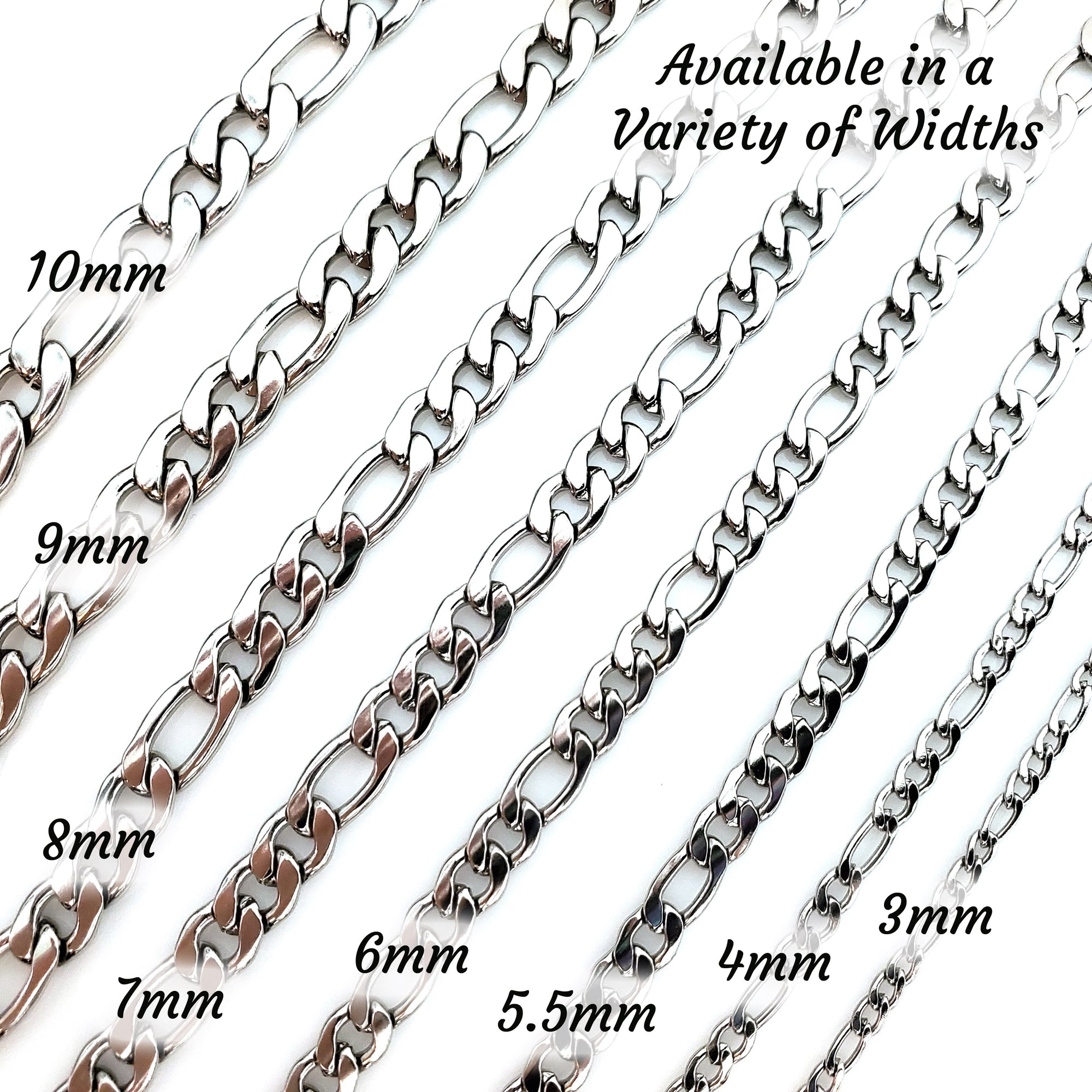 9mm Figaro Chain, Lot Size 30 Feet, #1979