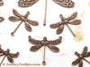 Large Antique Copper Dragonfly Charm, 1 Loop, Lot Size 10, #04C