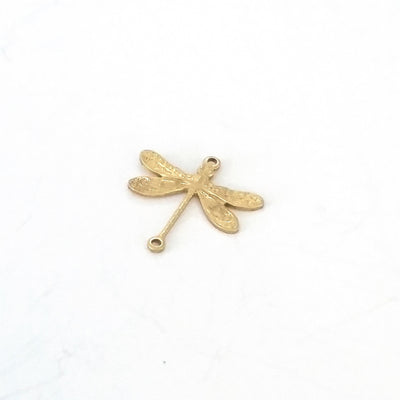 Small Dragonfly Connector Charm, 2 Loop, Brass, Lot Size 10, #02R