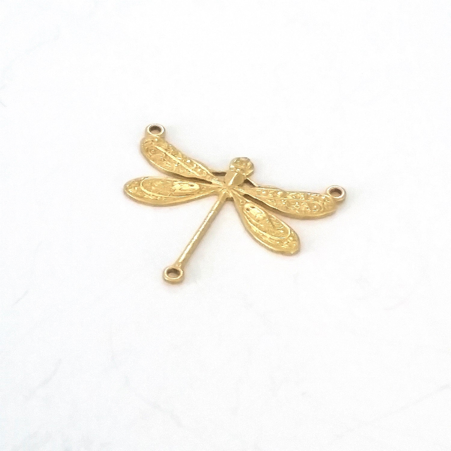 Large Dragonfly Pendant Connector Charm, 3 Loops, Brass, Lot Size 10, #06R