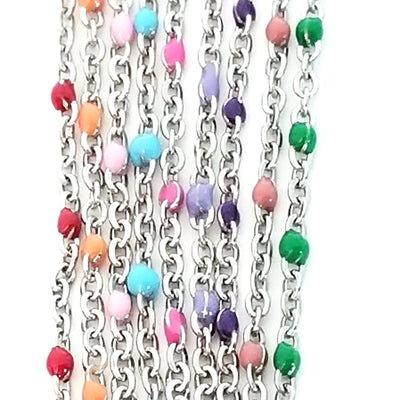 Purple Enamel Stainless Station Chains, 18 inches each, Lot of 10 Chains, #99G