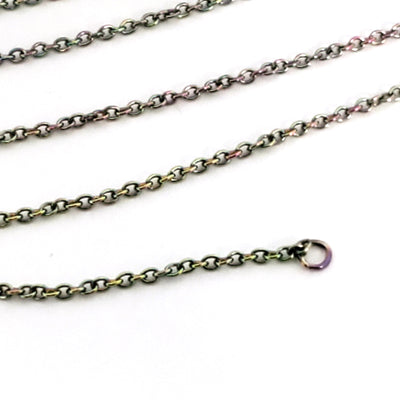 Colorful Fine Stainless Steel Chain, Bulk Jewelry Making Supplies, Flattened Oval Links, 1.5x1.5mm, Lot Size 30 Feet, #1901 MC