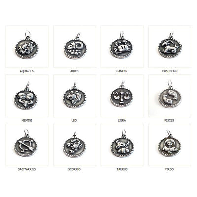 Stainless Steel Zodiac Pendants, Astrological Signs Set of 12, 3/4 inch diameter