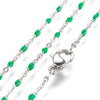 Green Enamel Stainless Station Chains, 18 inches each, Lot of 10 Chains, #99J