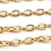 Textured Gold Stainless Steel Bulk Jewelry Making Chain, 3x4mm Oval Links Chain, 50 Meters, #1031 CG