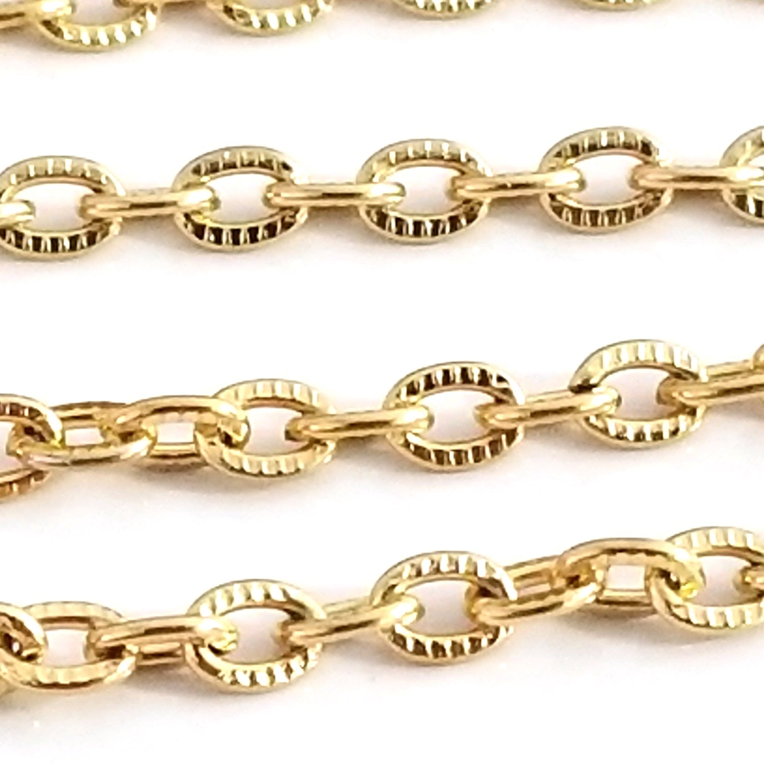 Gold Stainless Steel Jewelry Chain, 3x4mm Oval, Open Links, Lot