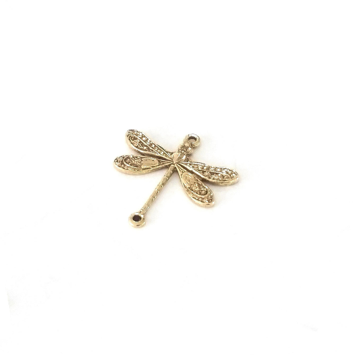 Small Gold Dragonfly Connector Charm, 2 Loops, 24 Kt Gold Plated Brass, Lot Size 10, #02G