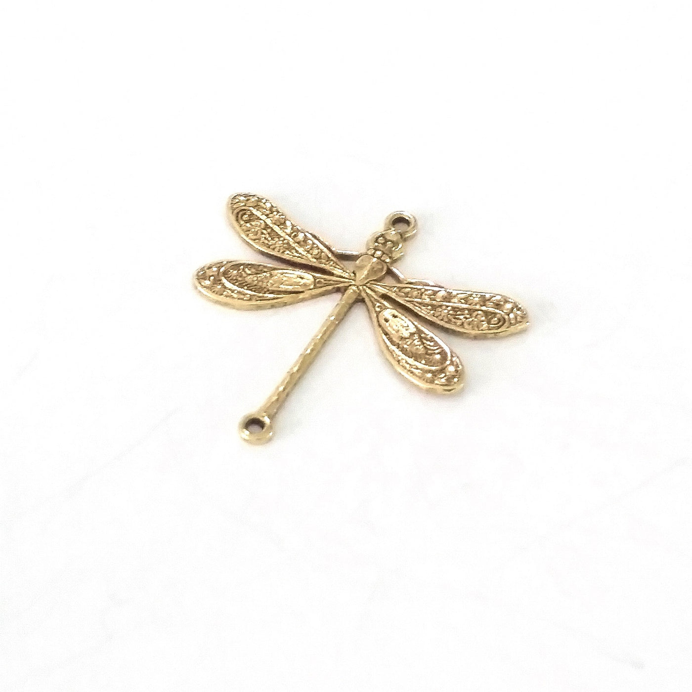 Large Gold Dragonfly Connector Charm, 2 Loops, 24 Kt Gold Plated Brass, Lot Size 10, #05G