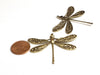 Extra Large Gold Dragonfly Charm, 1 Loop, 24 Kt Gold Plated Brass, Lot Size 2, #07G