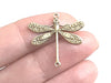 Large Gold Dragonfly Connector Charm, 2 Loops, 24 Kt Gold Plated Brass, Lot Size 10, #05G