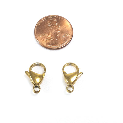 Lobster Clasps, Gold Stainless Steel, Lot Size 50 Clasps