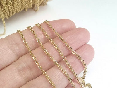 Fine Gold Stainless Chain, 3x2mm Flattened Oval Links, Bulk 50 Meters -  Jewelry Tool Box