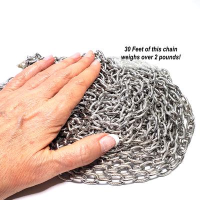 Extra Thick Textired Stainless Steel Jewelry Chain, 30 Feetl, Open Links, 14.5x9x2.5mm, #1969