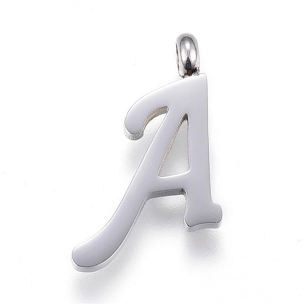 Letter Pendants, Stainless Steel, Full Alphabet of 26 Letters