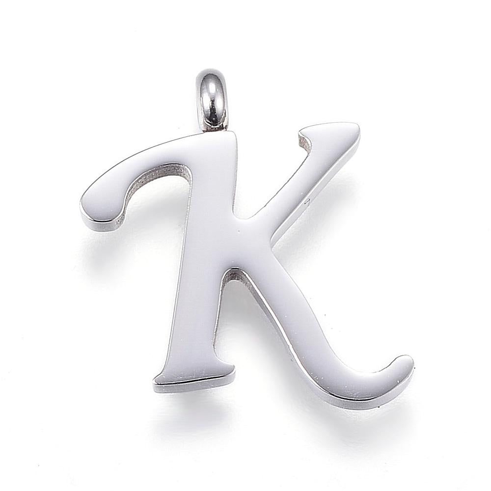 Letter Pendants, Stainless Steel, Full Alphabet of 26 Letters
