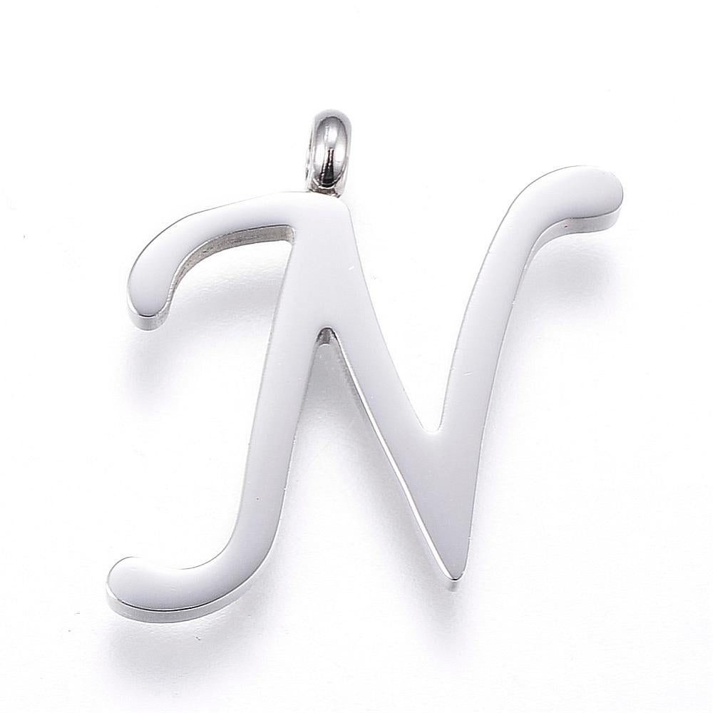 Letter Pendants, Stainless Steel, Full Alphabet of 26 Letters