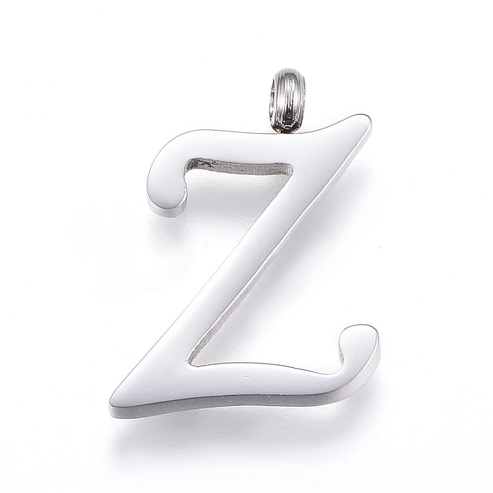 Letter Pendants, Stainless Steel, Full Alphabet of 26 Letters