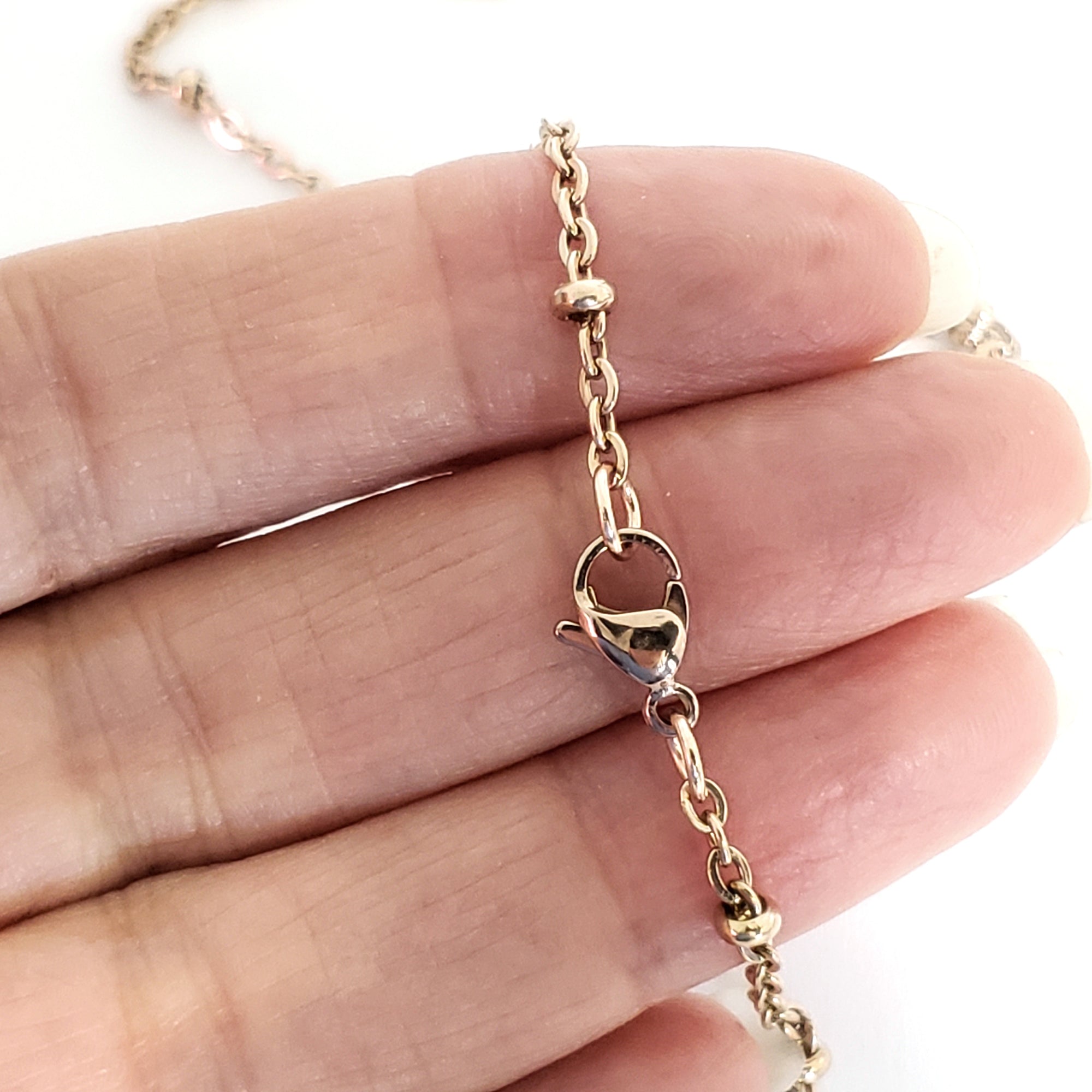 Rose Gold Station Chain, Stainless Steel, 3x2mm Rondelle Stations, Soldered Closed Links, Lot Size 50 Meters, #1937 RG Spool