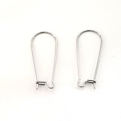 Extra Long Stainless Steel Kidney Ear Wires, 33mm, 0.6mm Pin, 500 Pieces, #1320