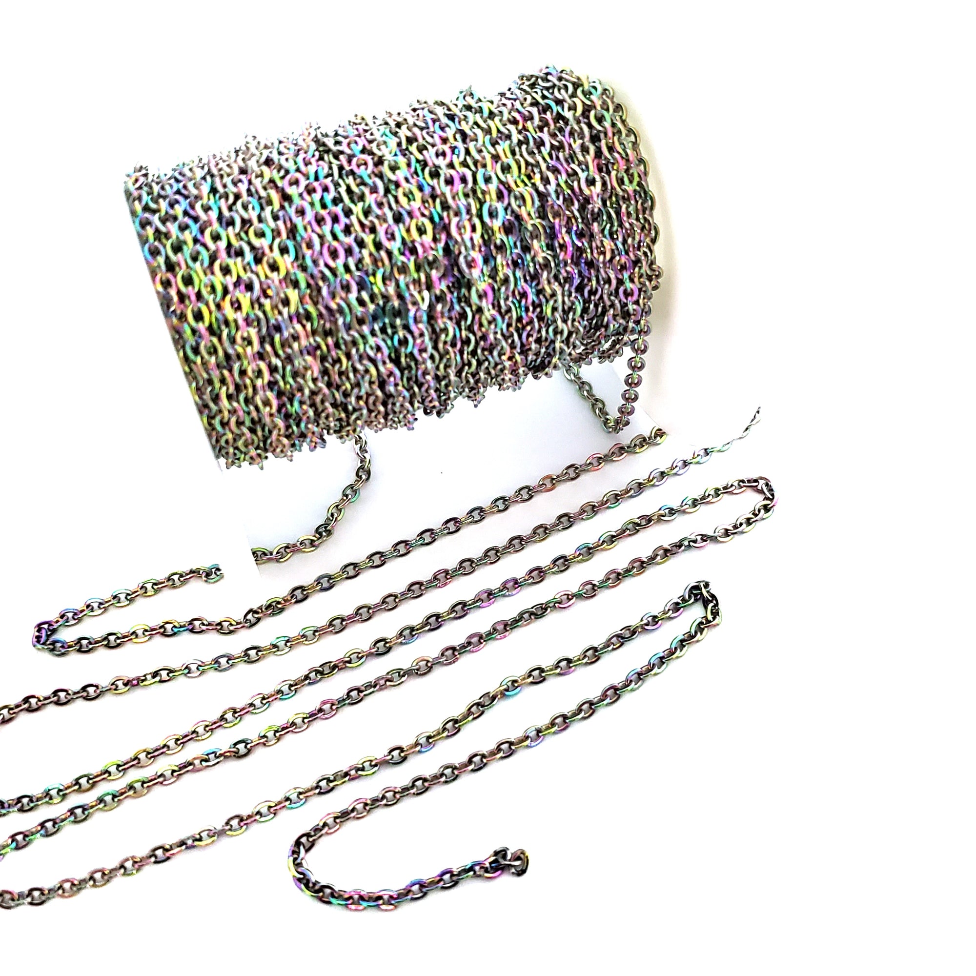 Colorful Fine Stainless Steel Chain, Bulk Jewelry Making Supplies