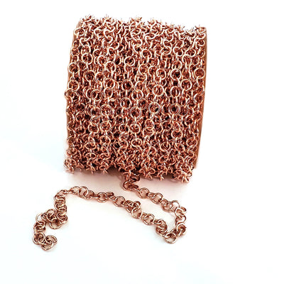 Rose Gold Stainless Chain, Round 5x0.8mm Open Links, 20 Meters on a Spool, #1940 RG