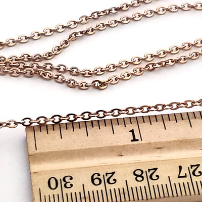 Rose Gold Stainless Chain, 3x2.5mm Flattened Oval Links, Bulk 20 Meters on a Spool, #1904 RG