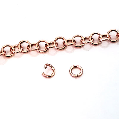 100 Stainless 24kt Rose Gold Plated Jump Rings, 5x0.8mm, Closed but not Soldered, Non-Tarnish