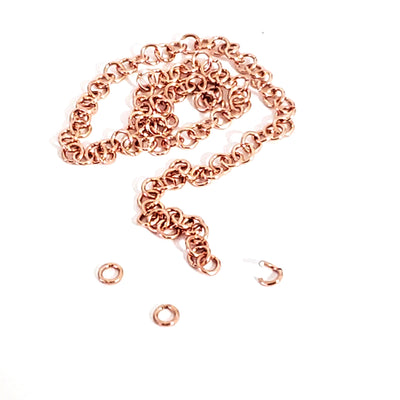 100 Stainless 24kt Rose Gold Plated Jump Rings, 3.5x0.6mm, Closed but not Soldered, Non-Tarnish