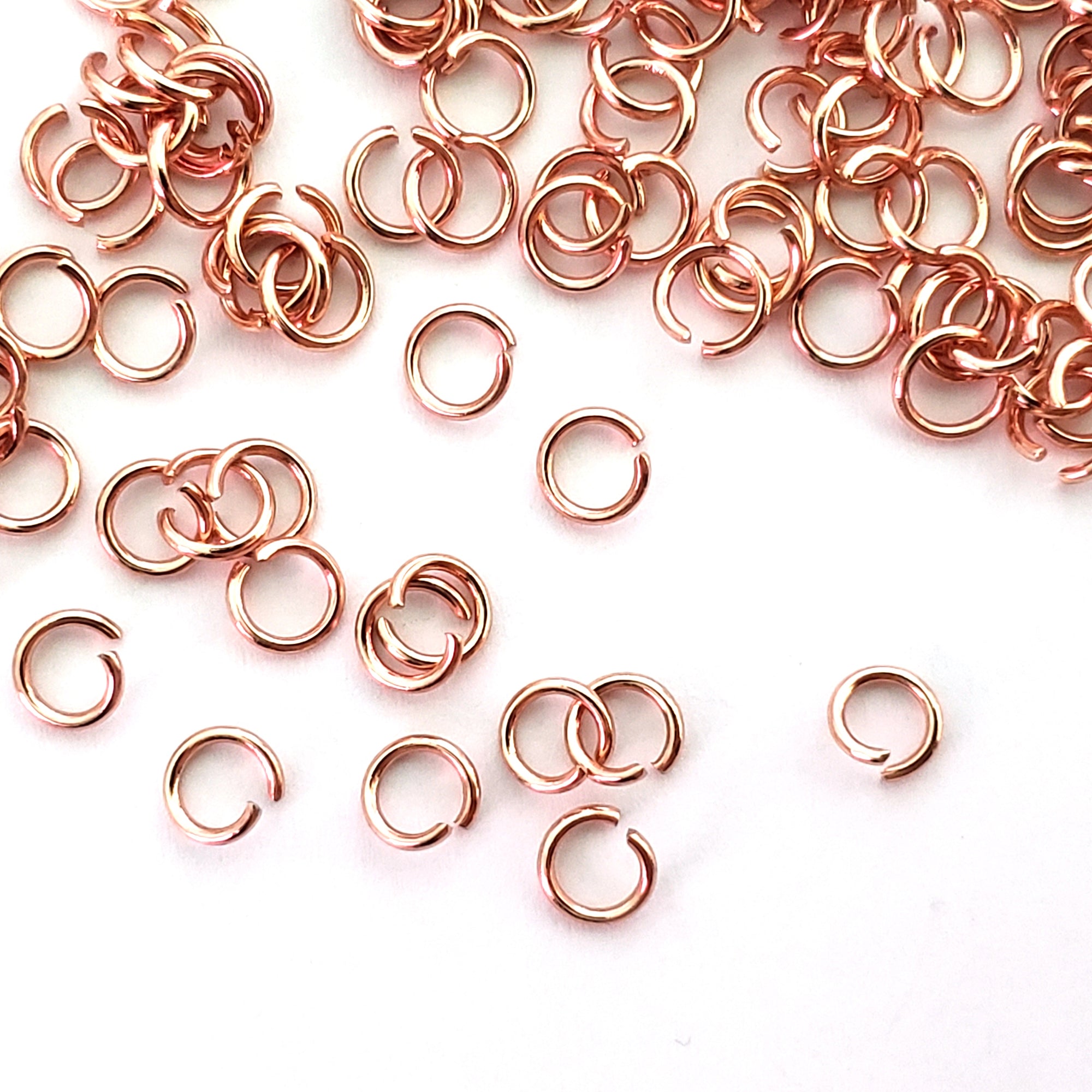 100 Stainless 24kt Rose Gold Plated Jump Rings, 5x0.8mm, Closed
