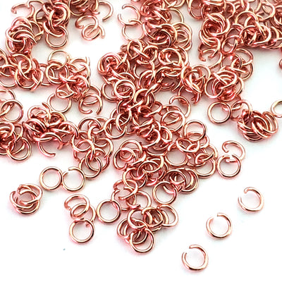 Brass Jump Rings, Rose Gold Plated Stainless, 4x0.6mm, Open, NOT Non-Tarnish, Lot Size 100