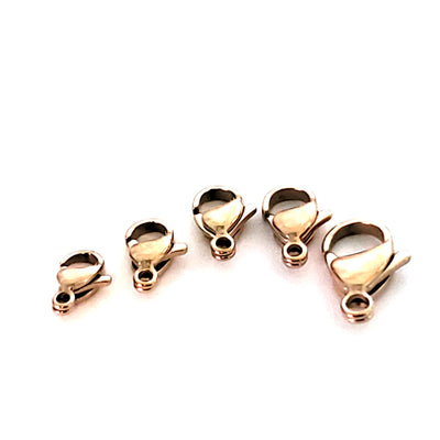 9mm to 15mm rose gold stainless lobster clasps