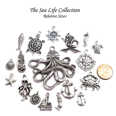 Fish Charms, Nautical Silver Pewter Pendants, Nickel Free, Lead Free, 3 Dimensional, 24x10mm, Lot Size 20, #1500 CBK