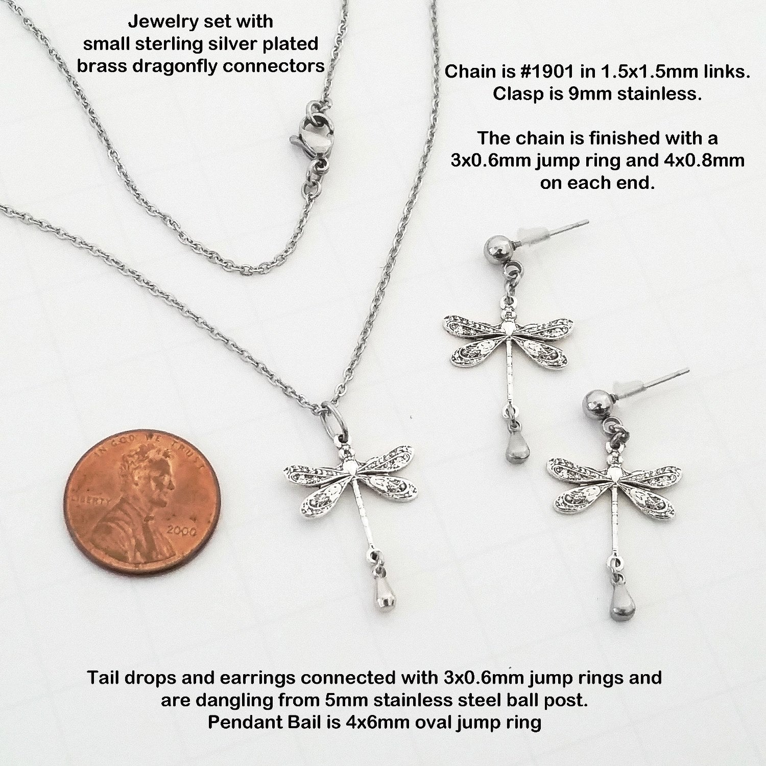 Dragonfly Jewelry Set shown on this chain.