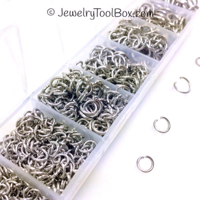 Stainless Steel Jump Ring Kit, 1410 Pieces, Assorted Sizes, 4mm to 10mm Outside Dimension, JRK 5MC 5MO