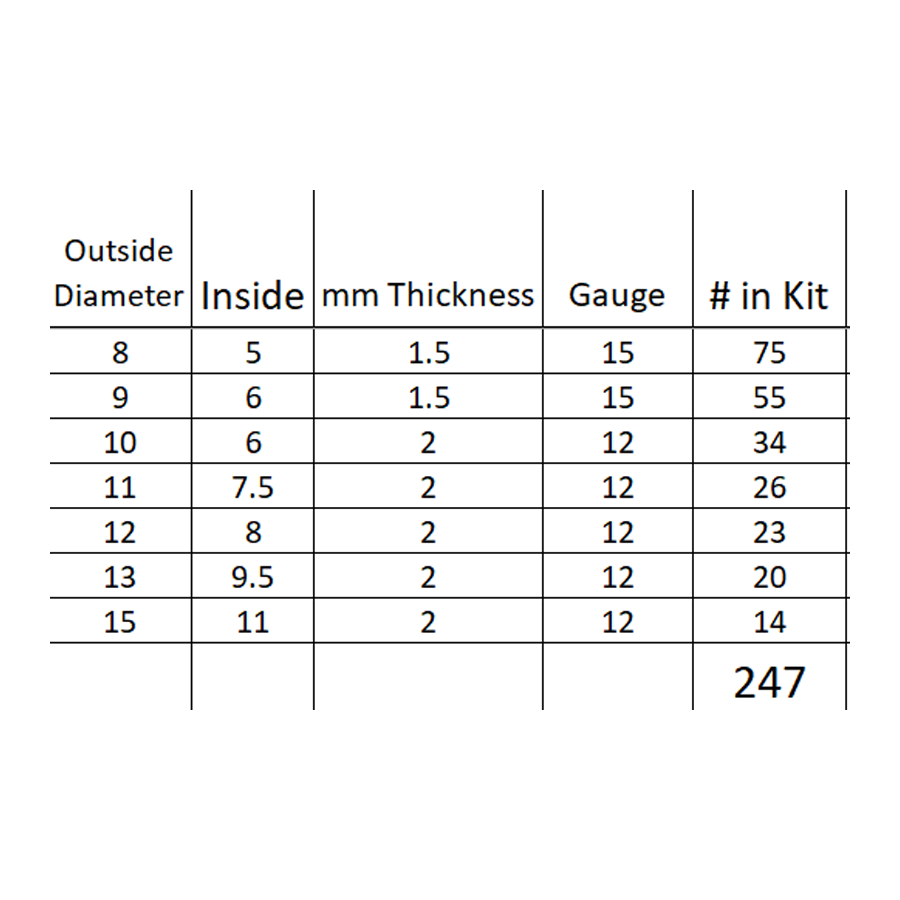 Ultra Heavy Duty Jump Ring Kit, Stainless Steel, 8mm to 15mm Diameter, 1.5 to 2mm thick, JRK 9UHC