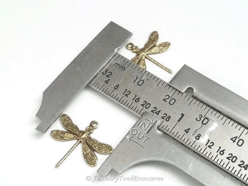 Small Antique Brass Dragonfly Charm, 1 Loop, Lot Size 10, #01B