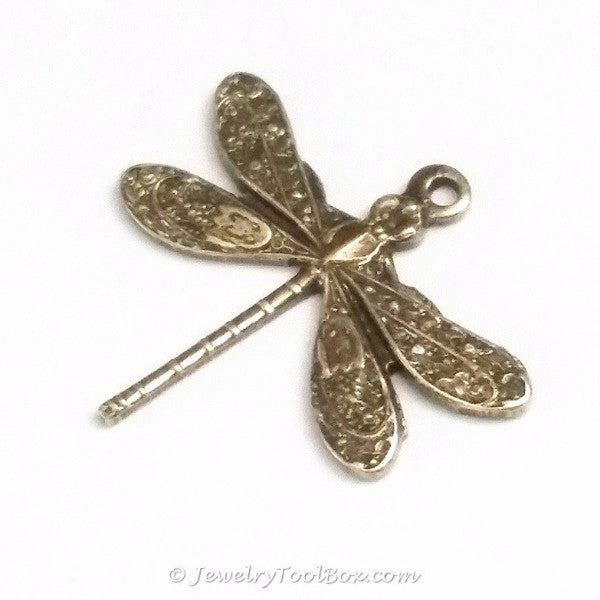 Small Antique Brass Dragonfly Charm, 1 Loop, Lot Size 10, #01B