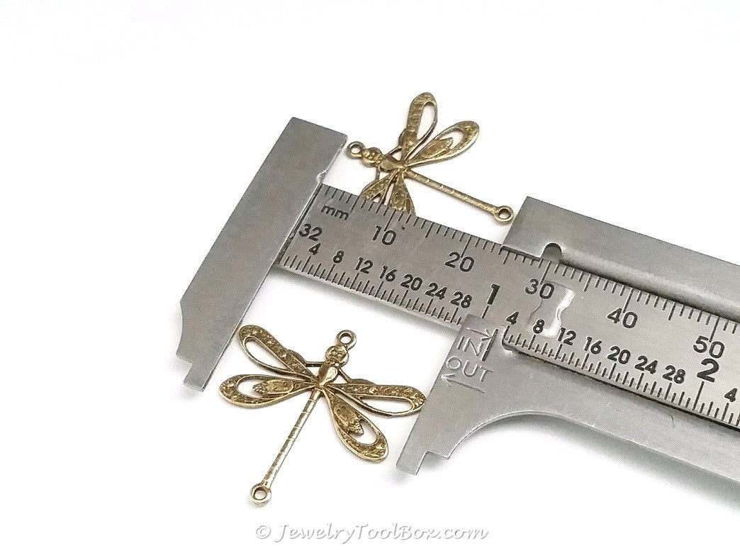 Large Antique Brass Filigree Dragonfly Connector Charm, 2 Loops,  Lot Size 10, #09B