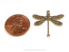 Large Antique Brass Dragonfly Connector Charm, 2 Loops, Lot Size 10, #05B
