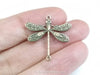 Large Antique Brass Dragonfly Connector Charm, 2 Loops, Lot Size 10, #05B