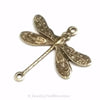 Small Antique Brass Dragonfly Connector Charm, 2 Loop, Lot Size 10, #02B