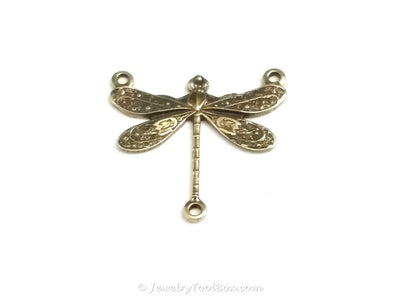 Small Antique Brass Dragonfly Pendant Connector Charm, 3 Loop, Lot Size 10, #03B