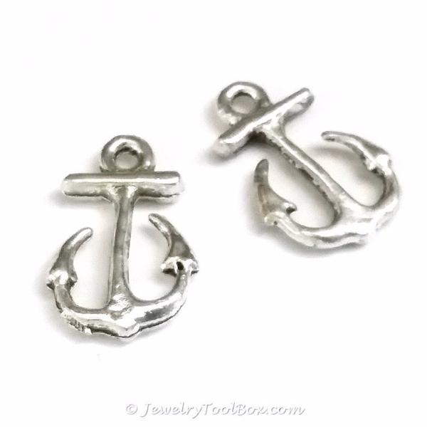 Small Anchor Charms, Antique Silver, Double Sided, Lead Free, Nickel Free, 16x11mm, Lot Size 30, #2151
