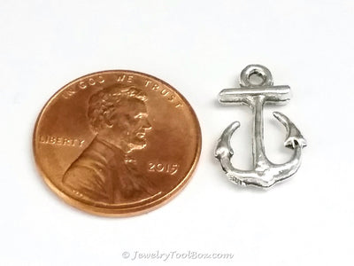 Small Anchor Charms, Antique Silver, Double Sided, Lead Free, Nickel Free, 16x11mm, Lot Size 30, #2151