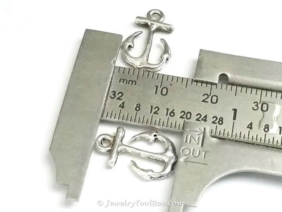 Small Anchor Charms, Antique Silver, Double Sided, Lead Free, Nickel Free, 16x11mm, Lot Size 30, #2151