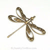 Extra Large Filigree Antique Brass Dragonfly Charm, 1 Loop, Lot Size 2, #11B