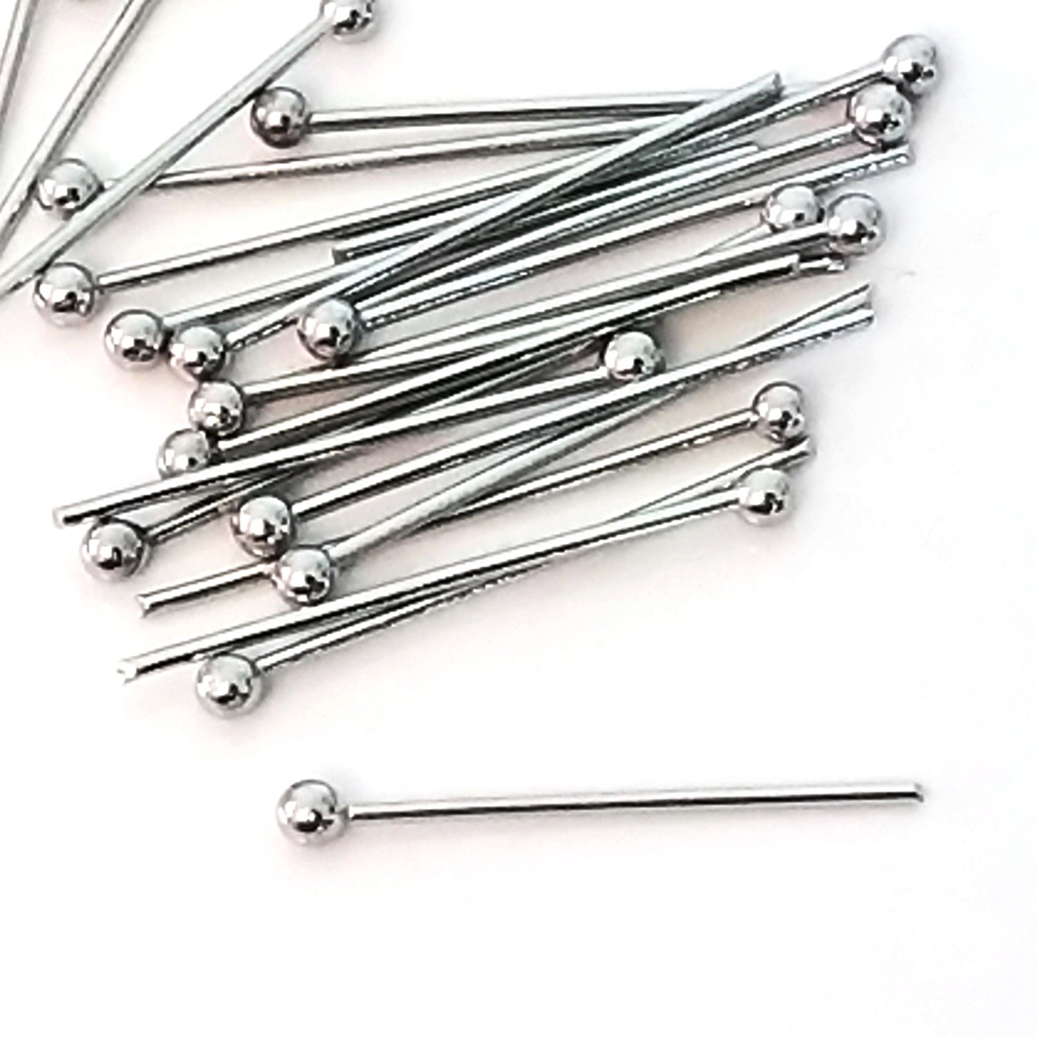 Short Stainless Steel Ballpins, 20mm (3/4" inch), 0.6mm thick, 23 gauge, Lot Size 200 (Approximately), #1300