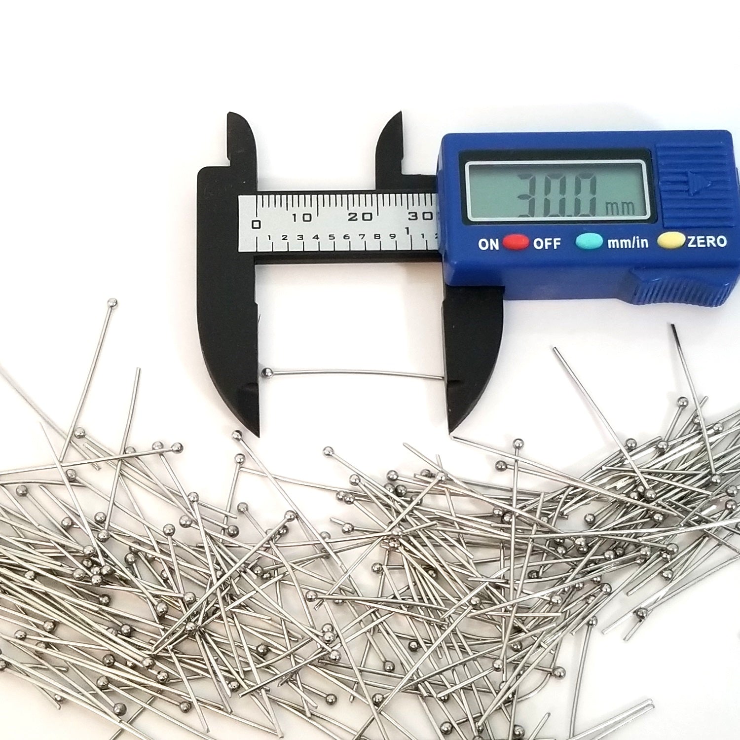 Stainless Steel Ballpins, 30mm (1 3/16" inches), 0.6mm thick, 23 gauge, Lot Size 200 (Approximately), #1301