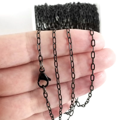 Black Cross Chain, Stainless Steel, 4.5x2.5mm, Soldered Closed Links, Lot Size 25 Meters (approx 75 feet) Spooled, #1926 BL